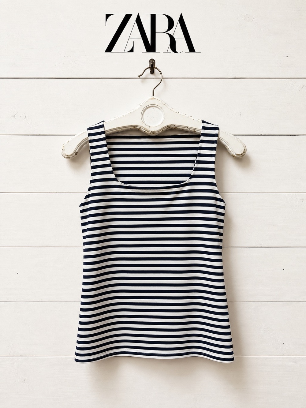 ZARA Navy & White Striped Tank Top Size M